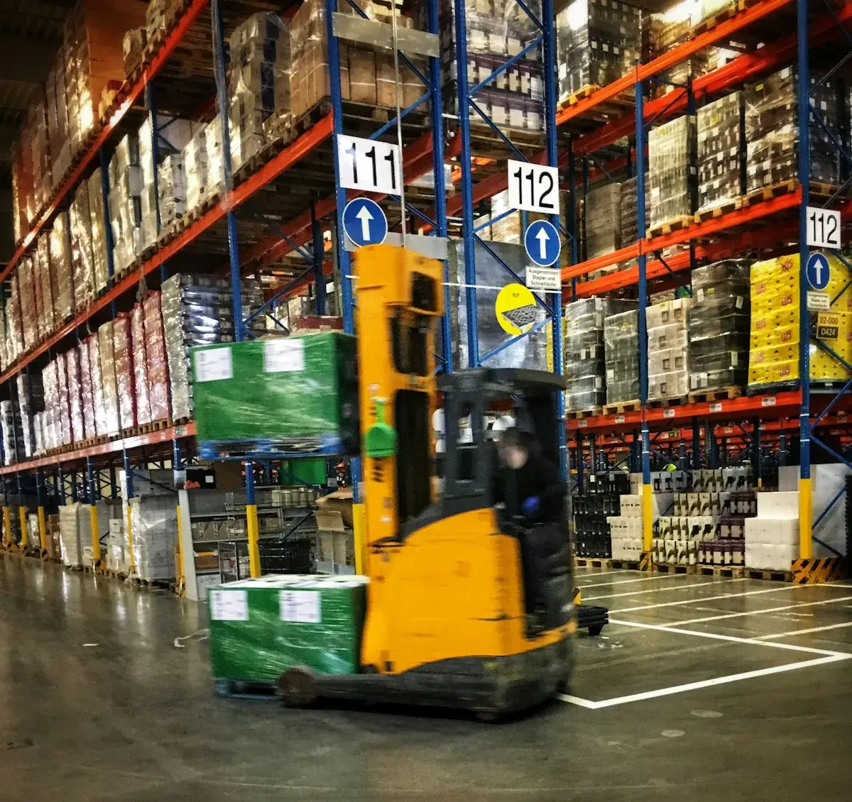 Forklift in a bonded warehouse